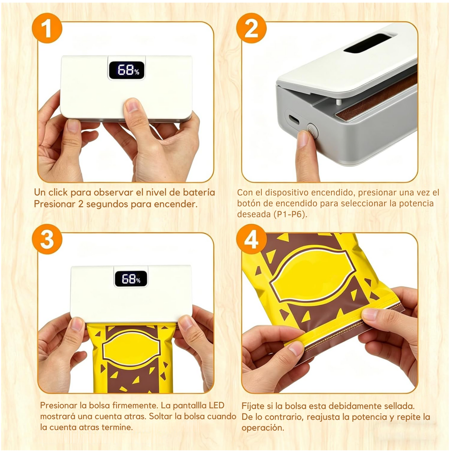 Sellador de bolsas para alimentos